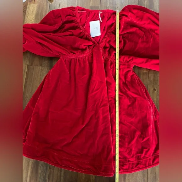 NEW Free people Portia mini dress red velvet small - Picture 5 of 8